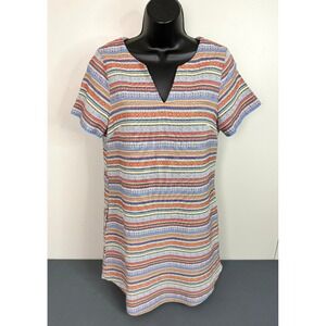 Ellison Women's Size Small Multicolored Stripe Tunic Mini Shift Dress Boho 90s